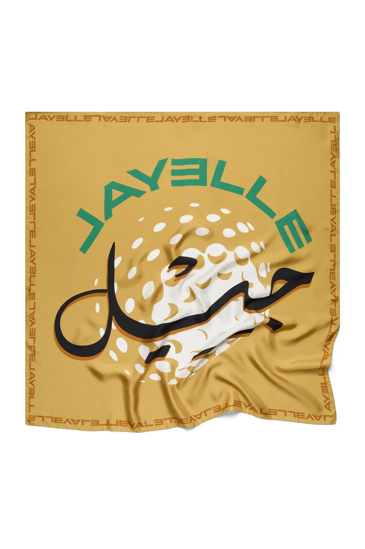 [WA03 - Scarf Golf Emblem] Silk Scarf (Black)
