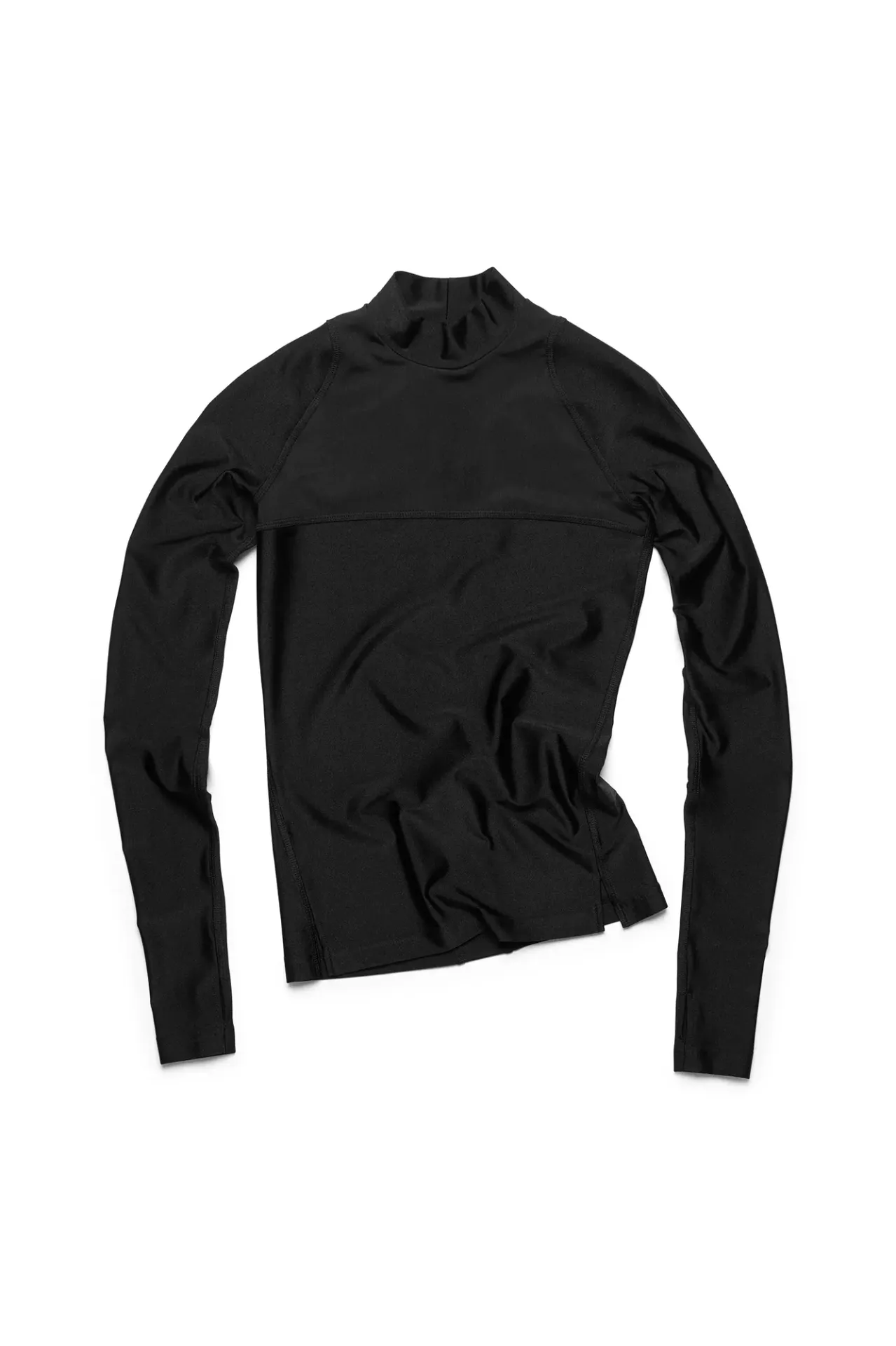 [WH08a - Mock Neck] Long sleeve Tech shirt (XS, Black)